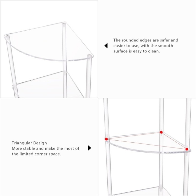 Sturdy Acrylic Corner Stand Three Levels for Books and Decorative Items