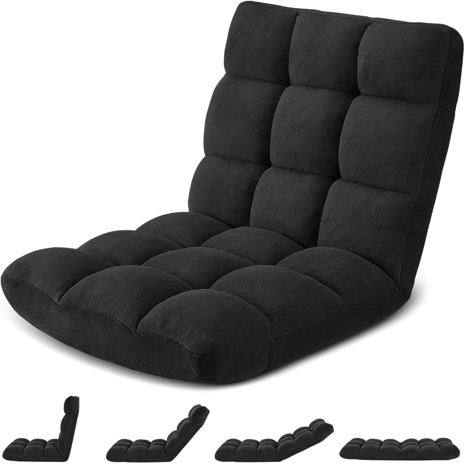 Folding Floor Gaming Chair 14-Position Adjustable Backrest Skin-Friendly Flannel