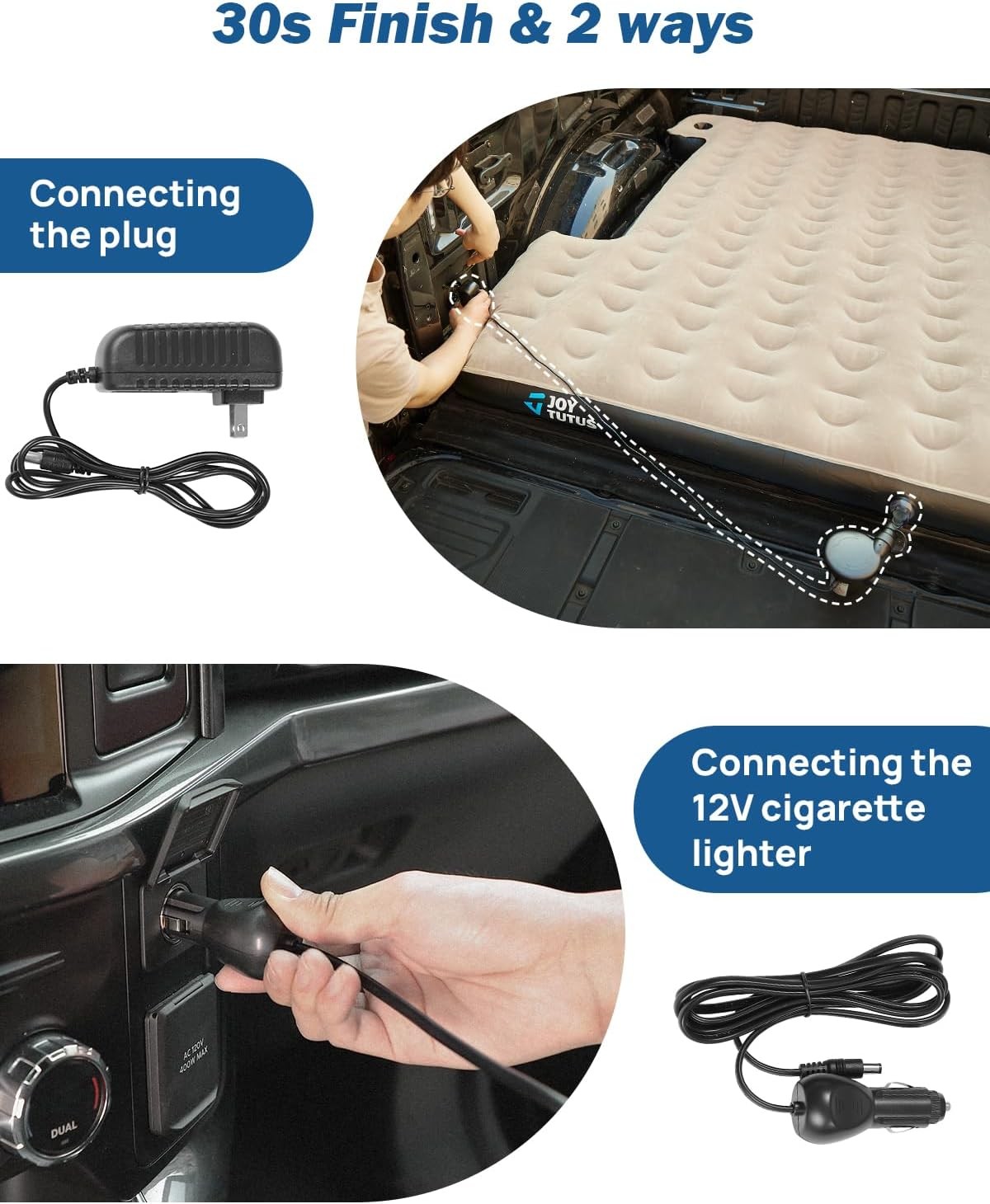 Colchón inflable para caja de camioneta 5.5–5.8 ft con bolsa y portavasos