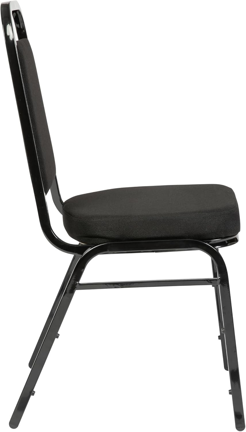 Hercules Trapezoidal Back Stackable Banquet Chair Black Black Fabric Black Frame