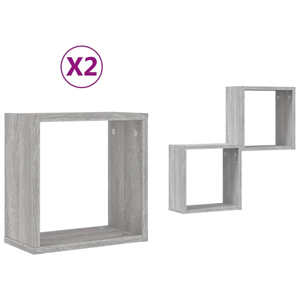 Modern Wall Cube Shelves Set of 2 Gray Sonoma 11.8X5.9X11.8 in Storage Floati…