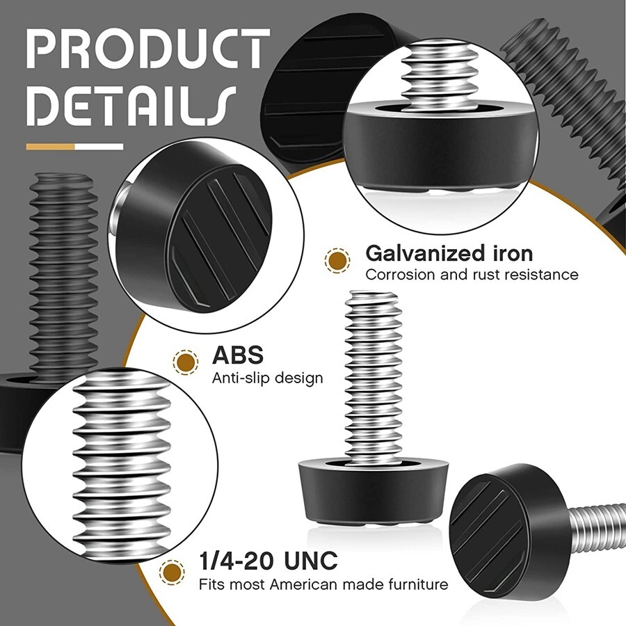 10X 1/4-20 UNC Thread Adjustable Furniture Foot Legs Levelers Glide Screw N857