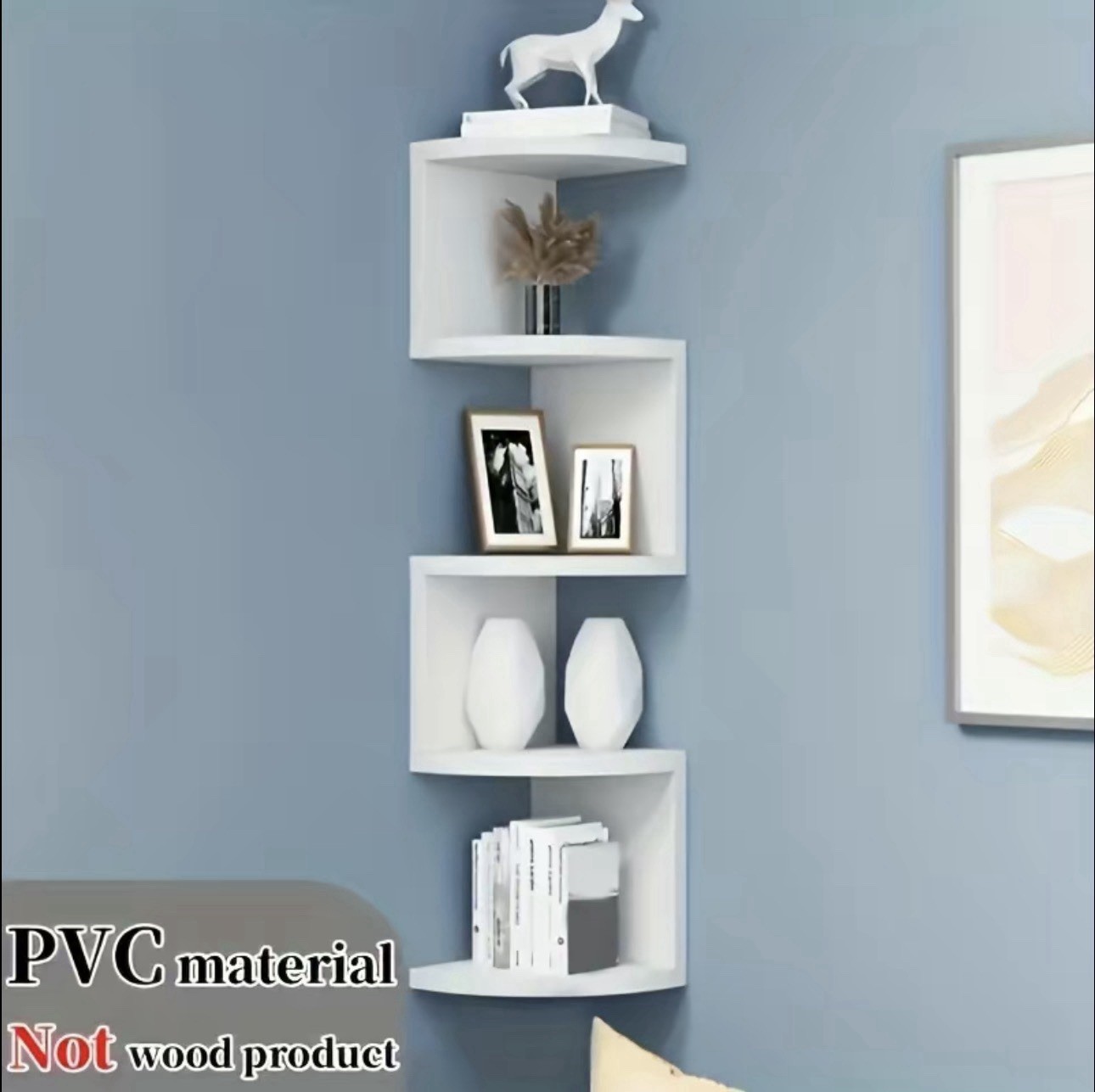 White 5-Shelf Wall Mounted pvc Composite Shelf, Multi-Room Use, bear 60kg weight