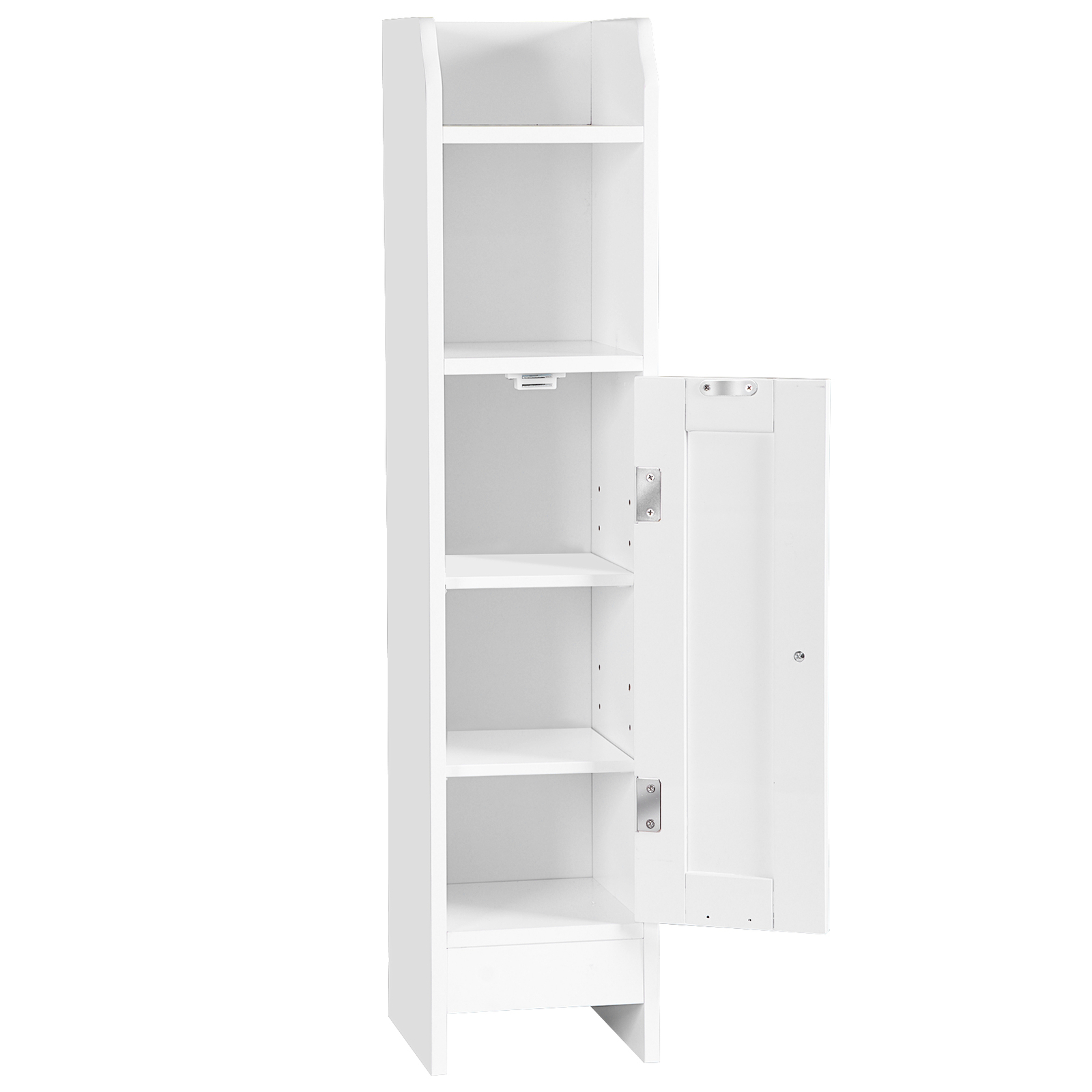 Narrow Bathroom Storage Corner Floor Toilet Cabinet w/ Door & Adjustable Shelves