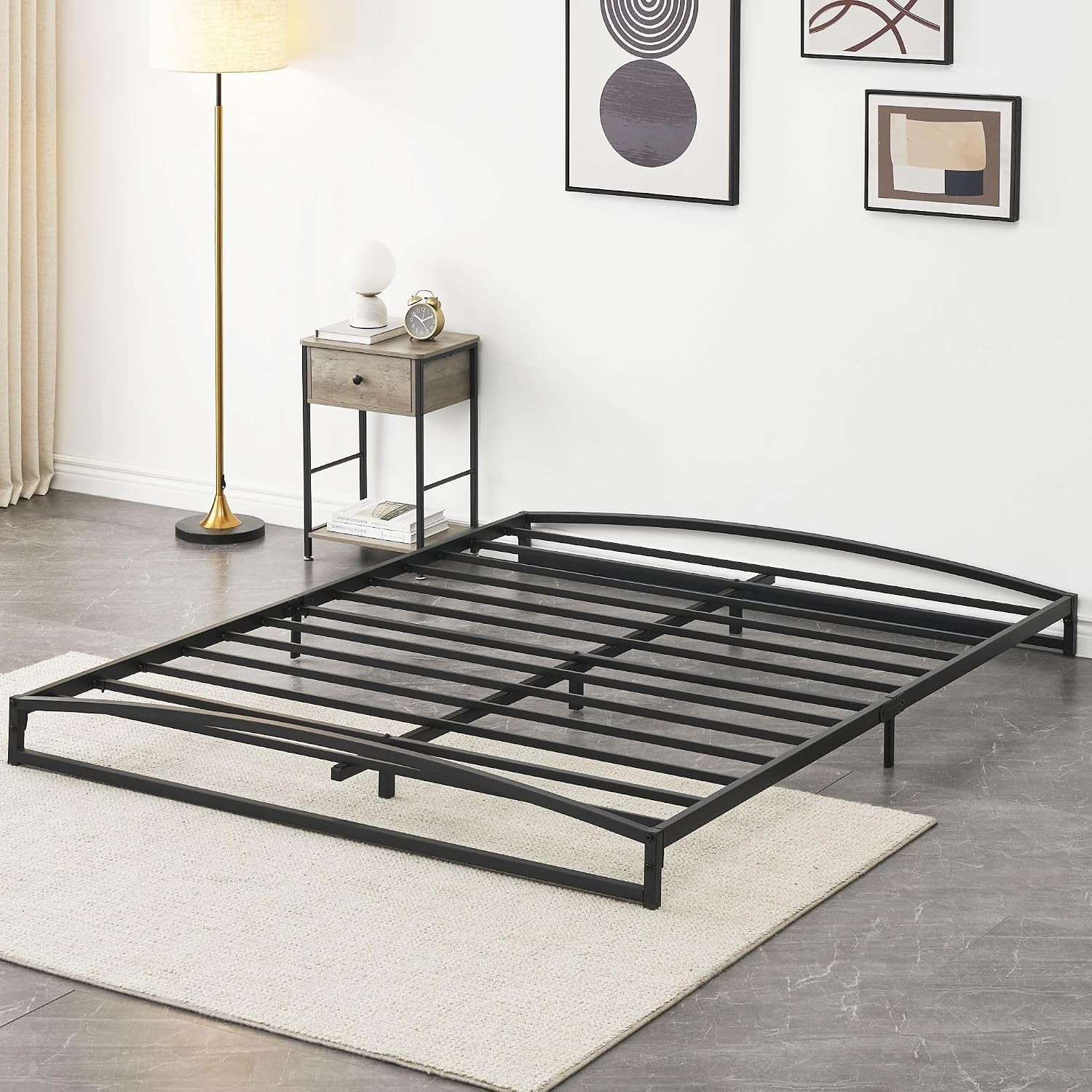 Low Bed Frame 6 Inch Heavy-Duty Metal Platform Queen Bed Frame Low Profile Home