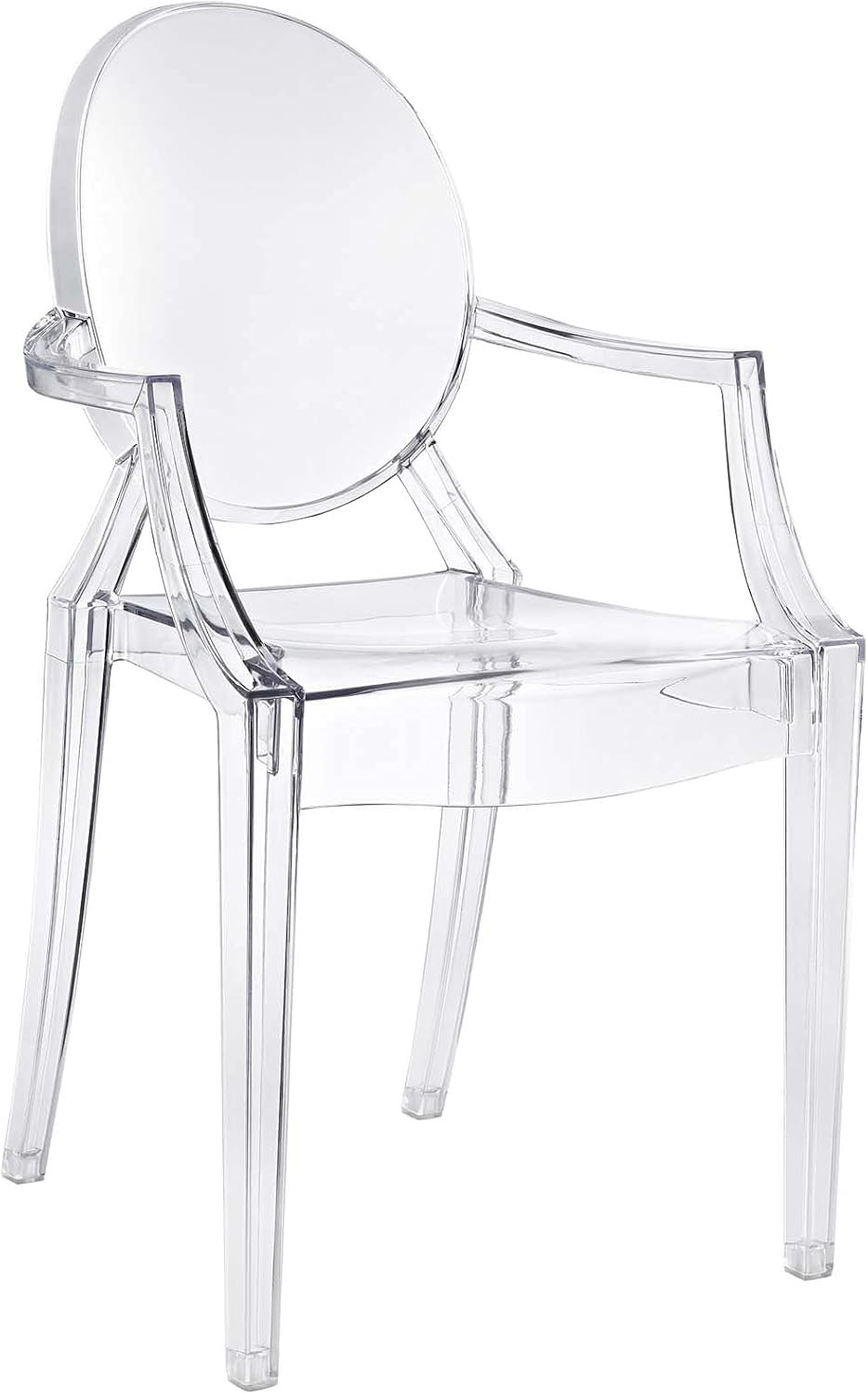 Casper Modern Acrylic Stacking Kitchen and Dining Room Arm Chair in Clear – Full