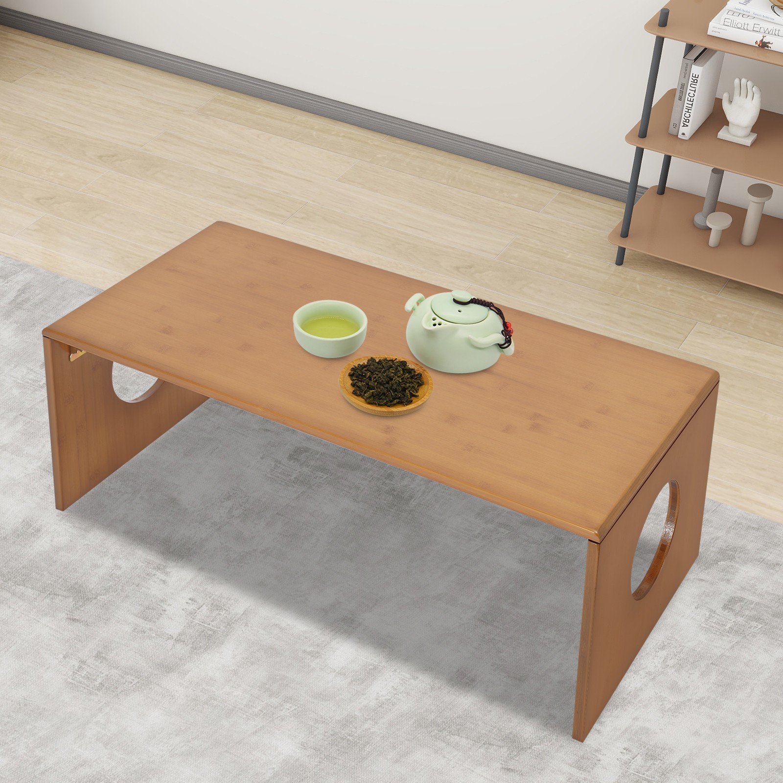 Portable Japanese Folding Bamboo Table Floor Coffee Table 80*37*30cm