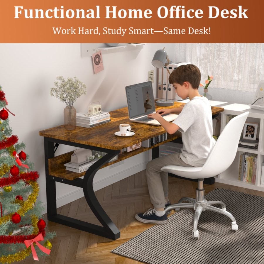 47 In Gaming Desk With 2-Piece Table Top Office Desk Gamer Computer Table