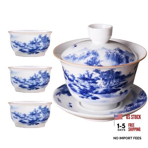 Jingdezhen Chinese Tea Set Porcelain Service Gaiwan Cups Mug of Tea