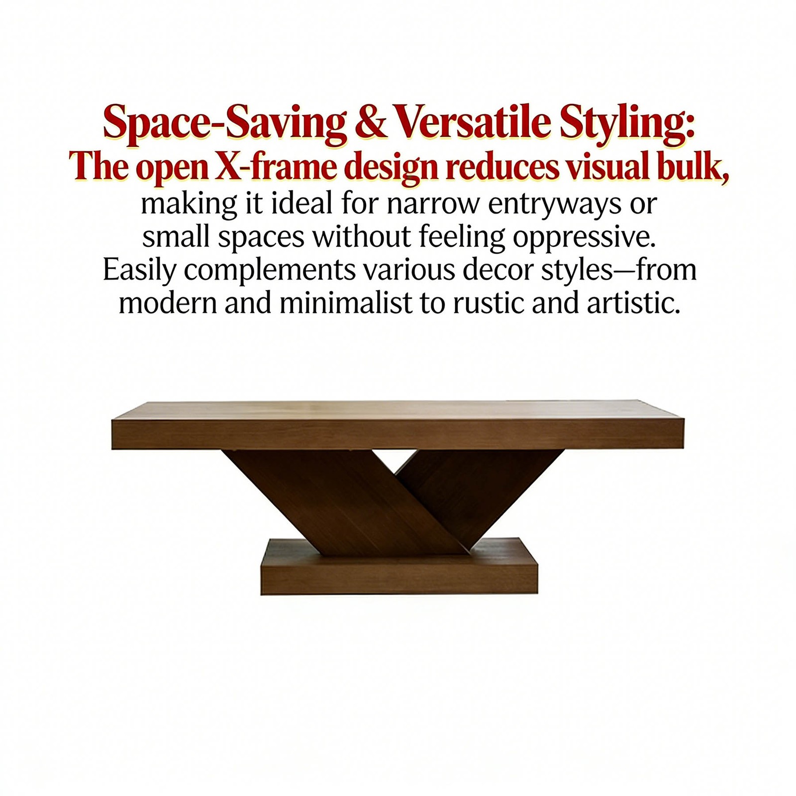 Side Table Solid Timber Veneer with X-Shaped Legs Featuring Spacious Tabletop