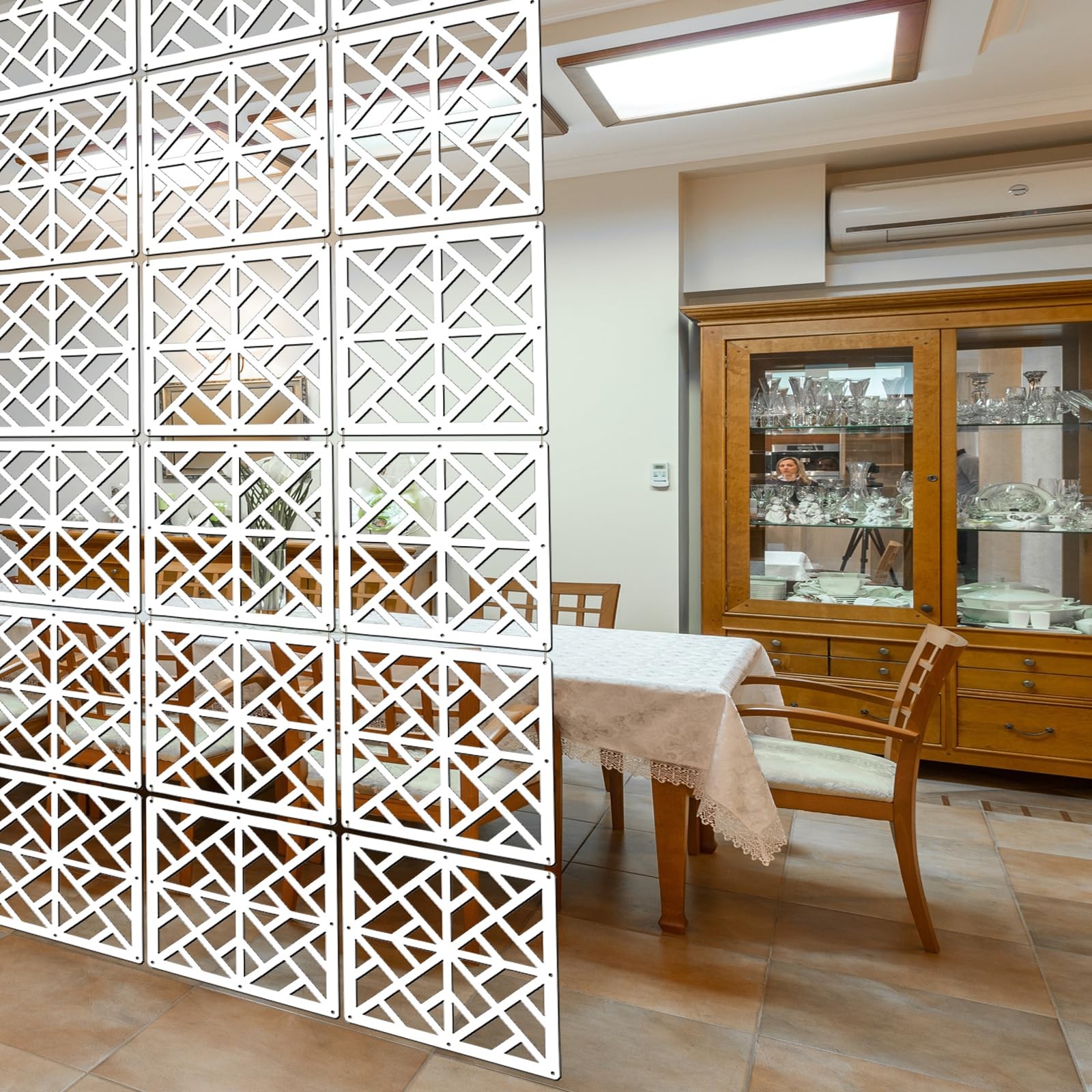 10 PCS WoodPlastic Hanging Room Divider Screen Panels SG 11.4×11.4 Inch