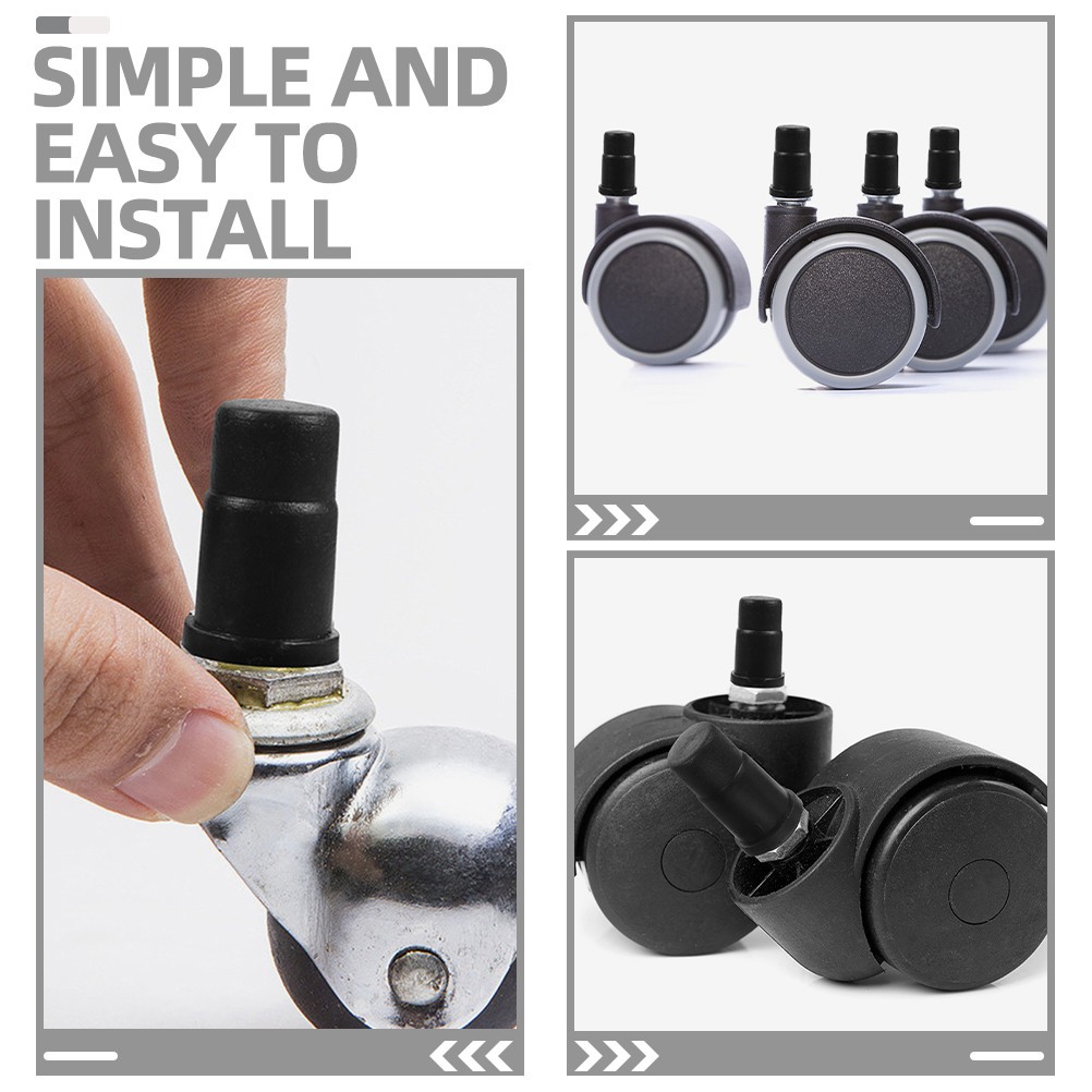 30Pcs Small Caster Stem Sleeve Inserts Mounting Socket for Chair Leg Black ABS