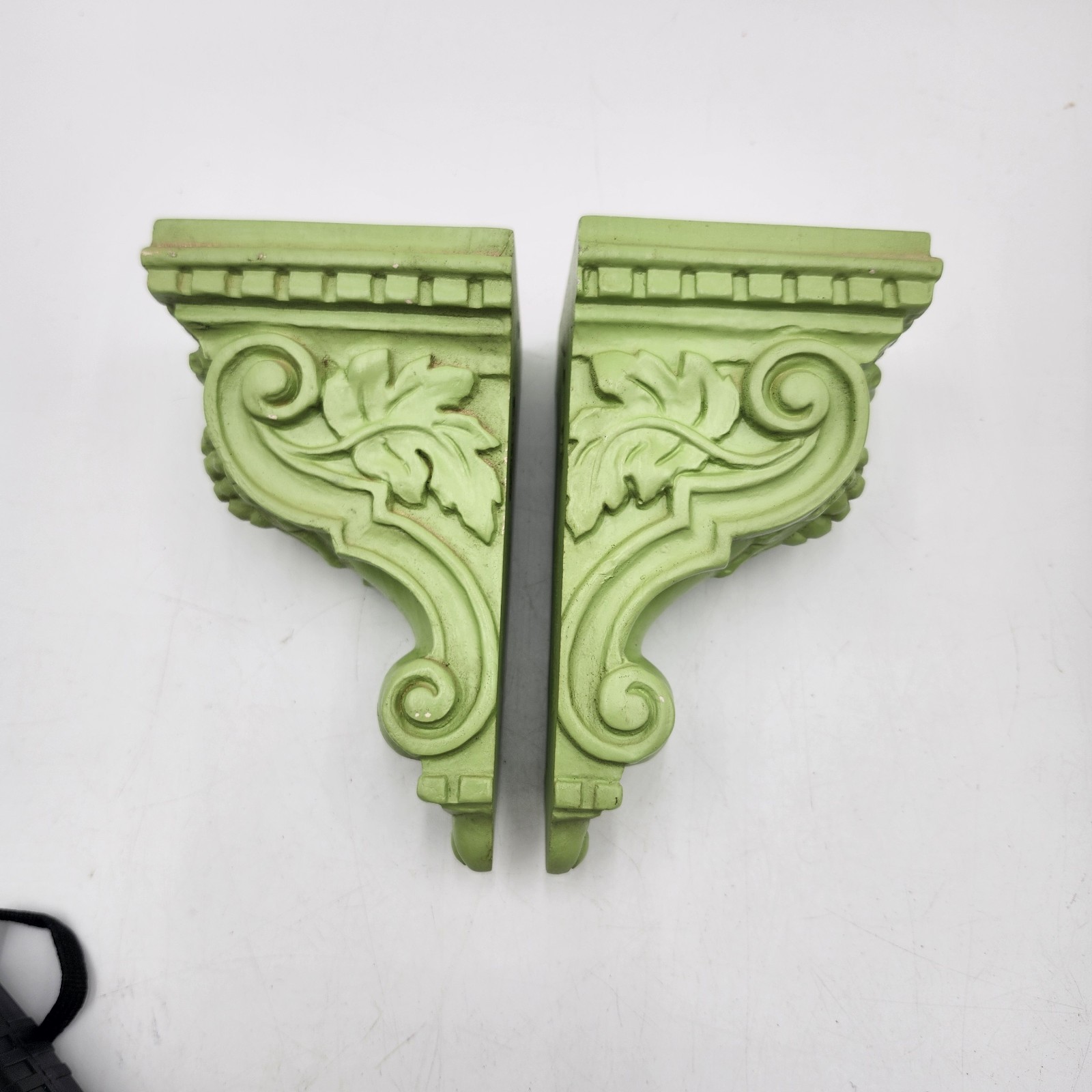 Mid-century Wall Sconce Shelf shelves ceramic pottery chartreuse Green fruit