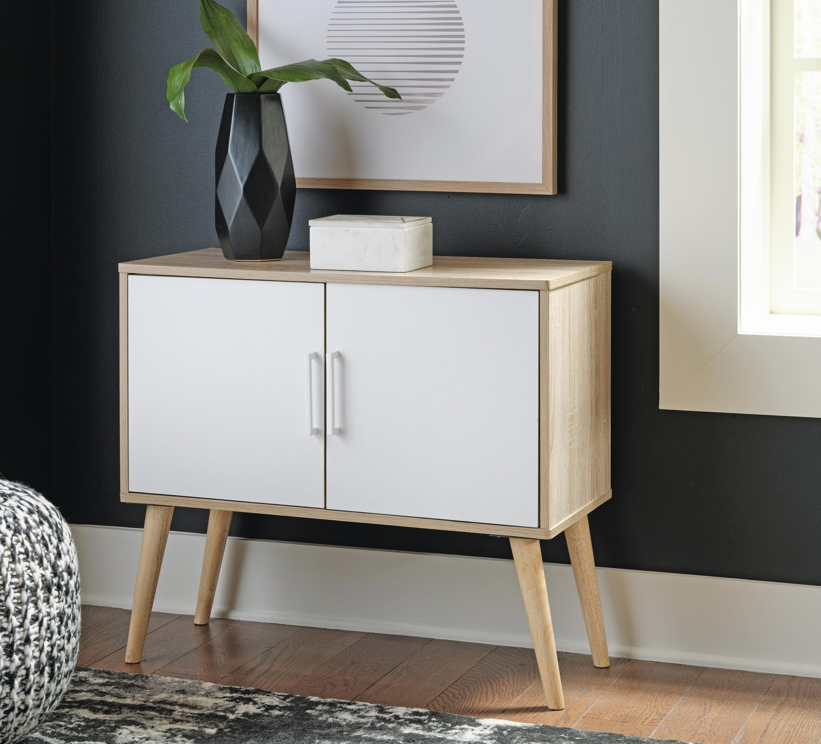 Signature Design by Ashley Contemporary Orinfield Accent Cabinet Natural/White