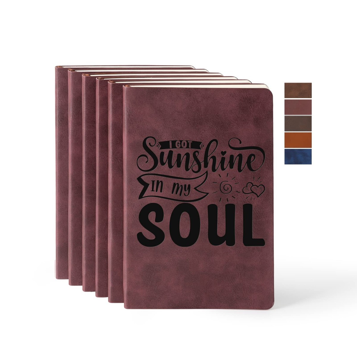 Pyd Life 6 Pack Leather Notebooks A5 Journal Lined Blanks 5.8 X 8.3 Dark Maroon