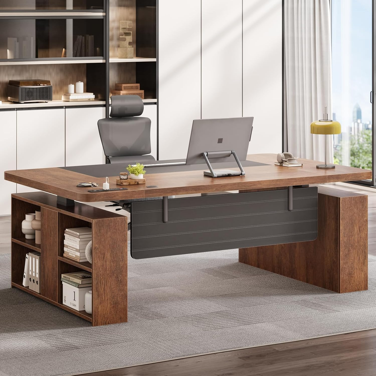 SEDETA 63″ Executive Standing Desk with Storage, Executive Height Adjustable Des