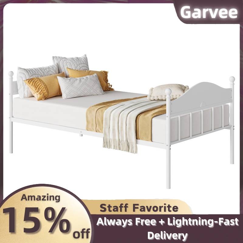 Twin Daybed Metal Frame Heavy Duty Steel Slats Adjustable Height Platform Bed