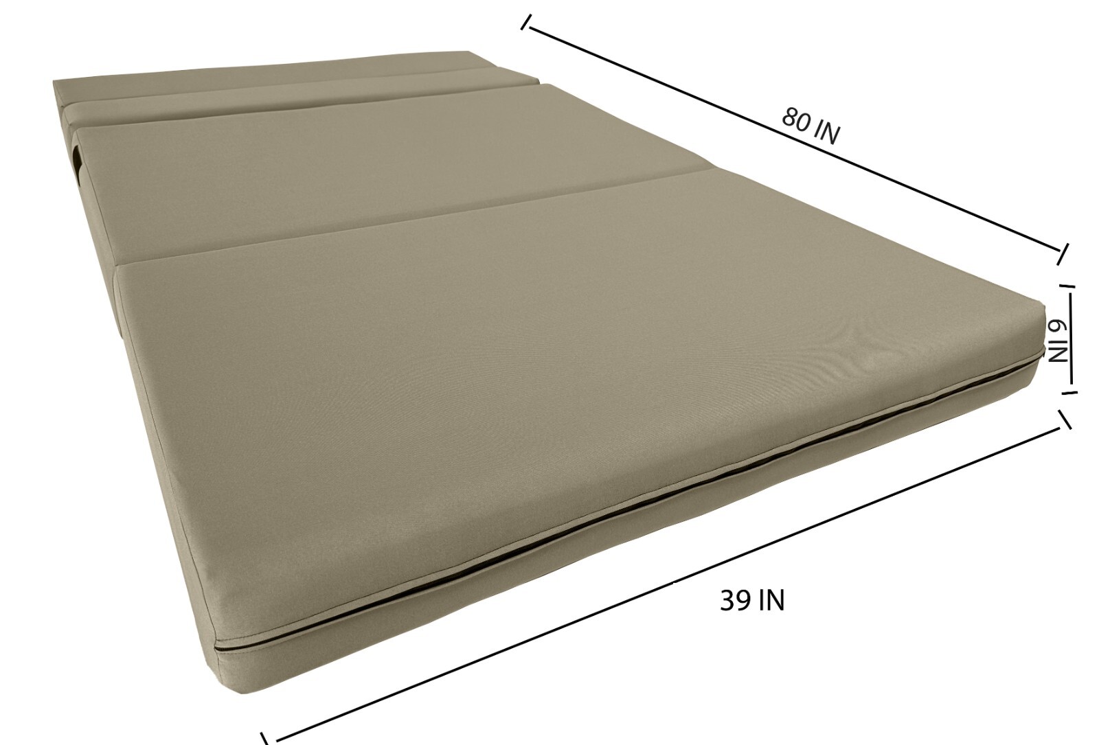 Twin Lounger Folding Foam Mattress, Foldable Sofa Bed Sit Sleep 6x39x80 Tan