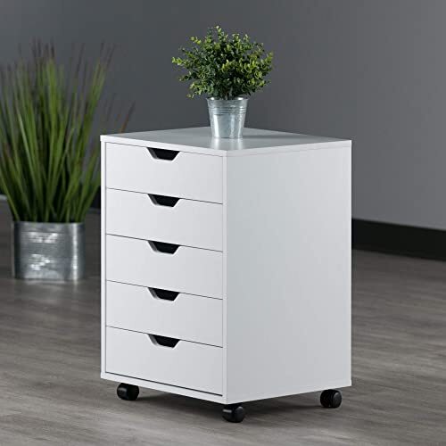 10519 Halifax 5-Drawer Composite Wood Cabinet, White