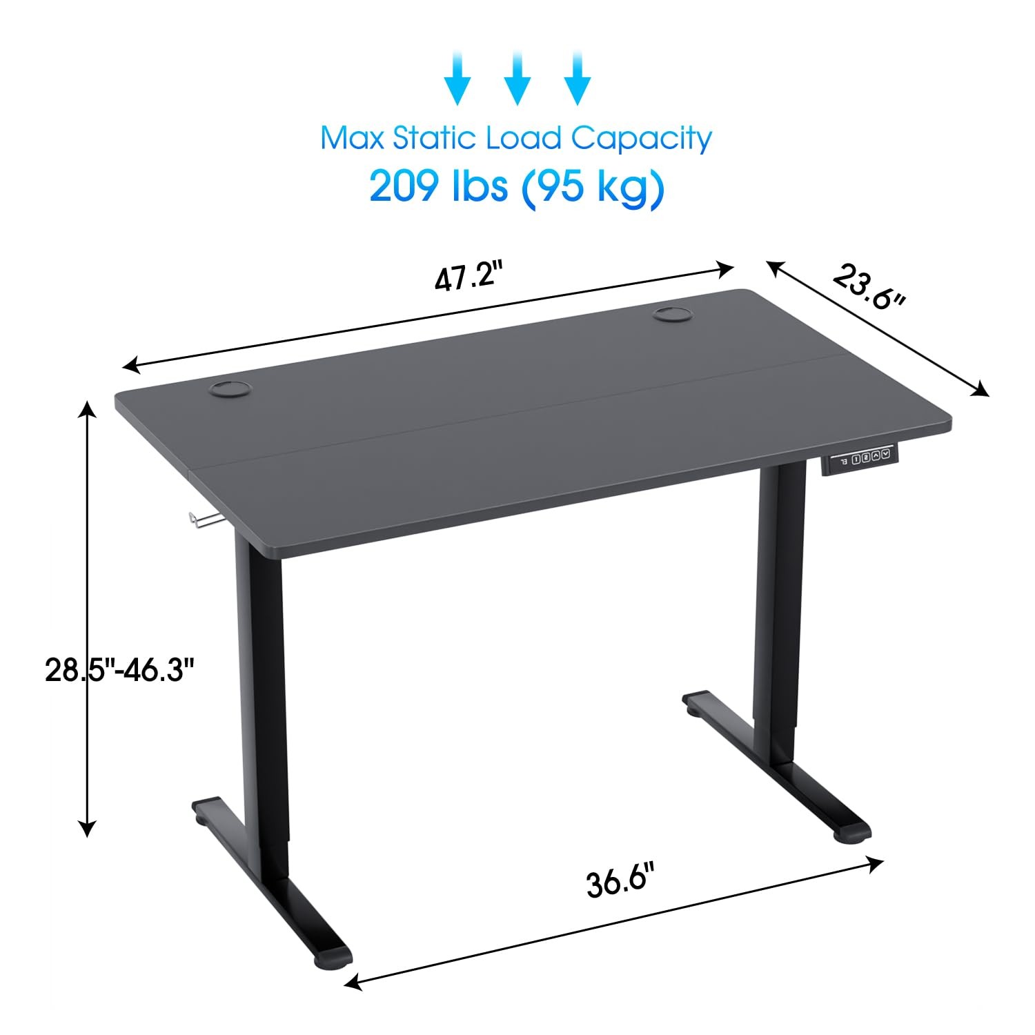 PayLessHere 48 Inch Adjustable Height Standing Desk Computer Desk with Large Spa