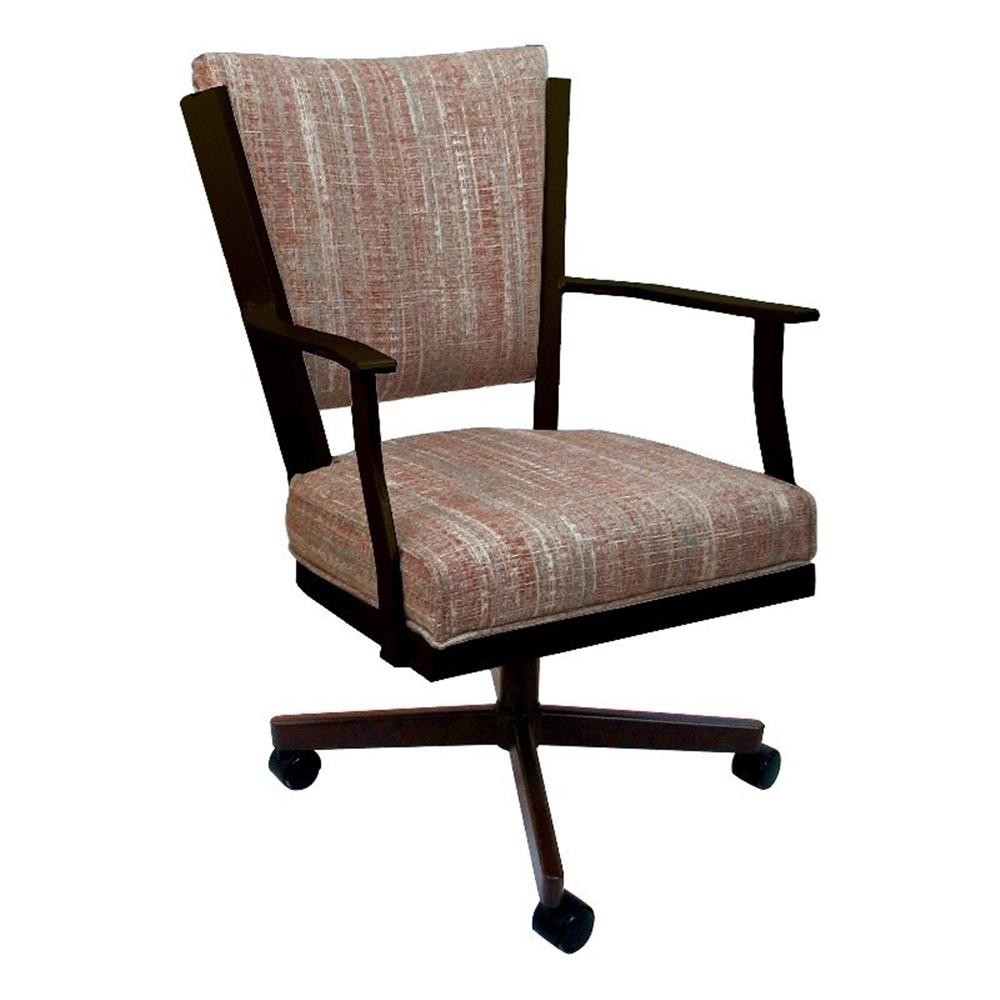 Pemberly Row Swivel Dining Caster Chair in Multicolor Fabric with Brown Frame