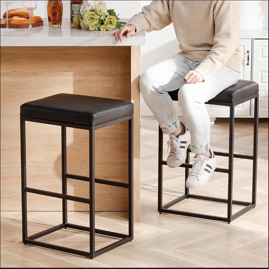 24”/30″ Bar Stool 2sets Backless Counter Height PU Leather Bar Chairs mul-color