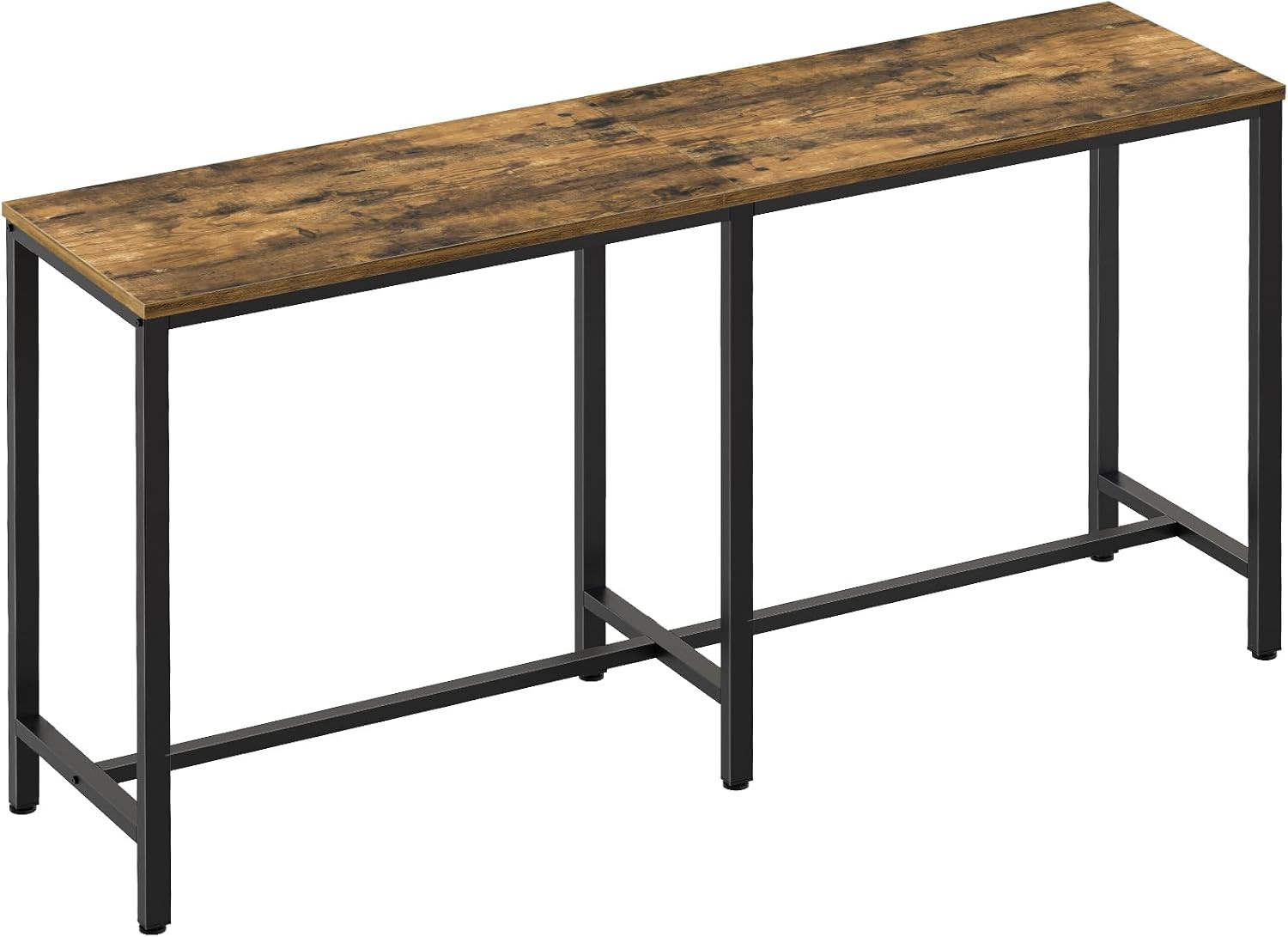 Rustic Brown & Black 70.8″ High Top Bar Table for Kitchen & Living Room