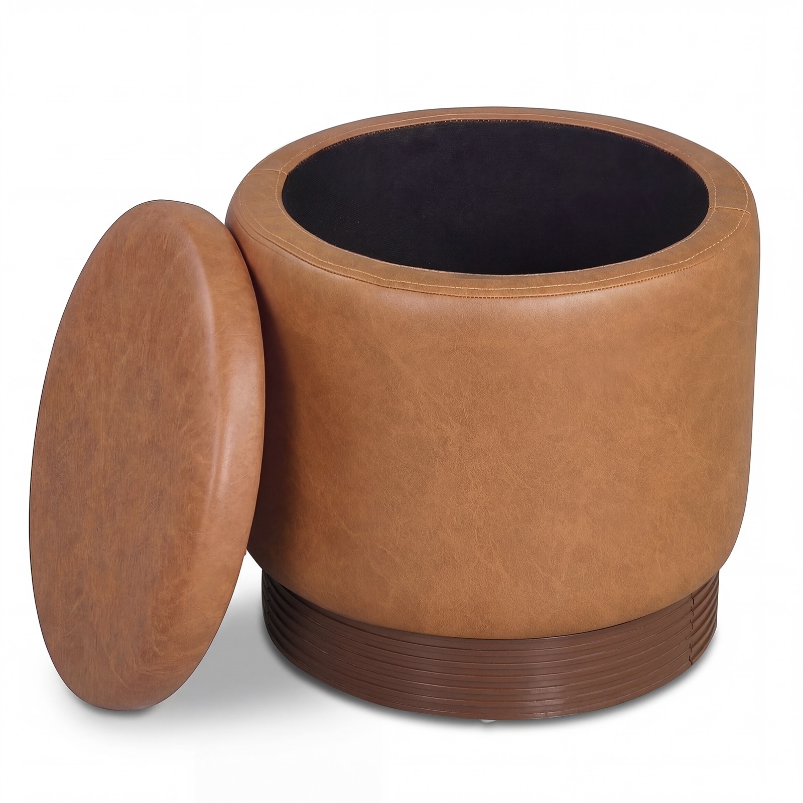 360° Swivel Faux Leather Foot Rest w/Hidden Storage, 400 Lbs Weight Capacity
