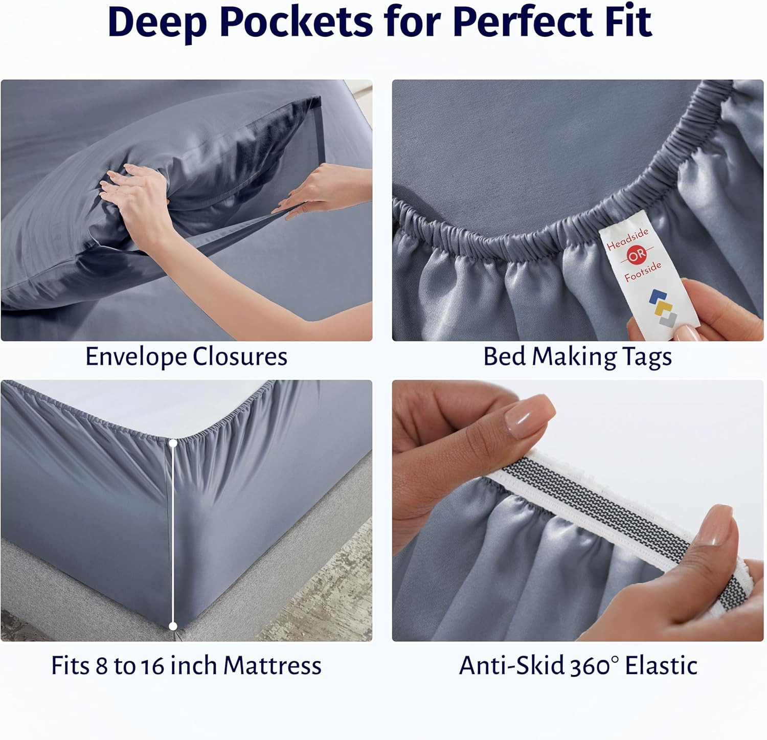 Luxury 100% Egyptian Cotton Queen Deep Pocket Sheet Set – Mineral Blue