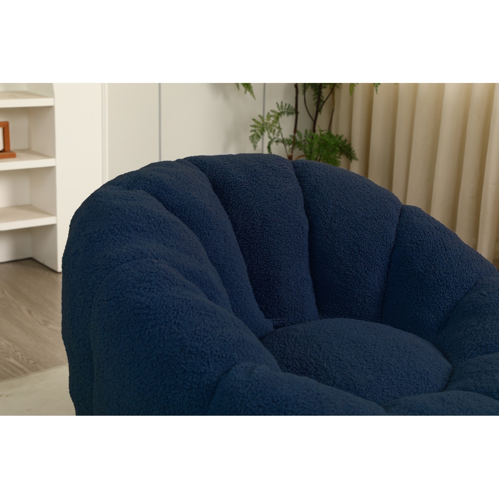 Giant Bean Bag Chair with Memory Foam Filler Dark Blue Teddy Fabric