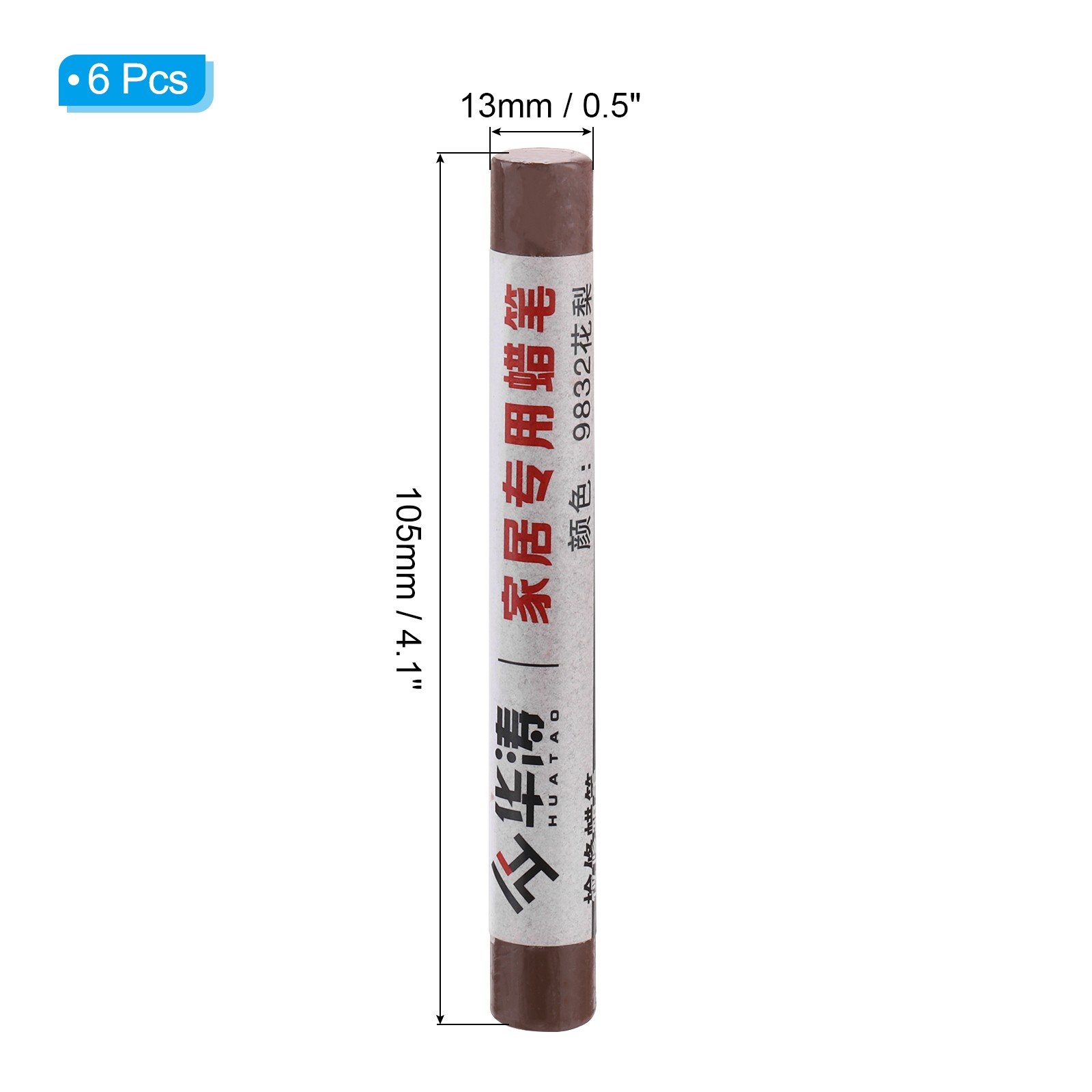 6 Pcs Furniture Repair Crayons Wax Wood Filler Sticks, Dark Rosewood