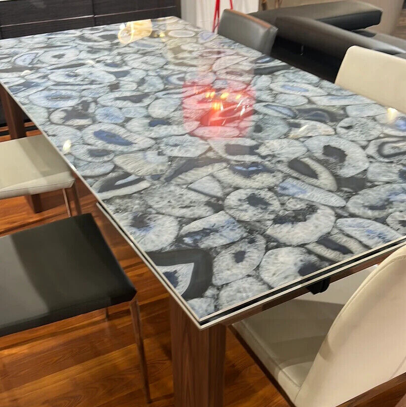 Buy Blue Agate Gemstone Dining Table,Semi Precious Stone Furniture /Center Table