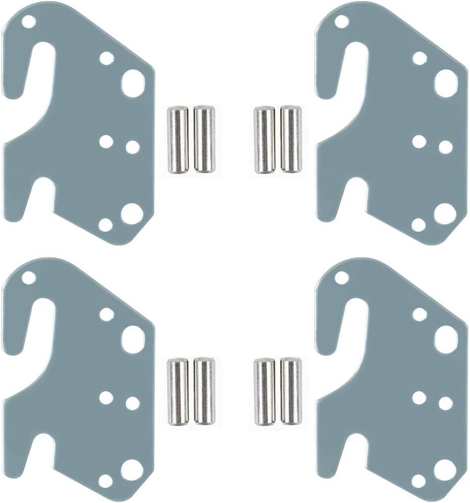 4-Piece Steel Bed Rail Hook Plates with Mounting Pins – Rust-Resistant Design
