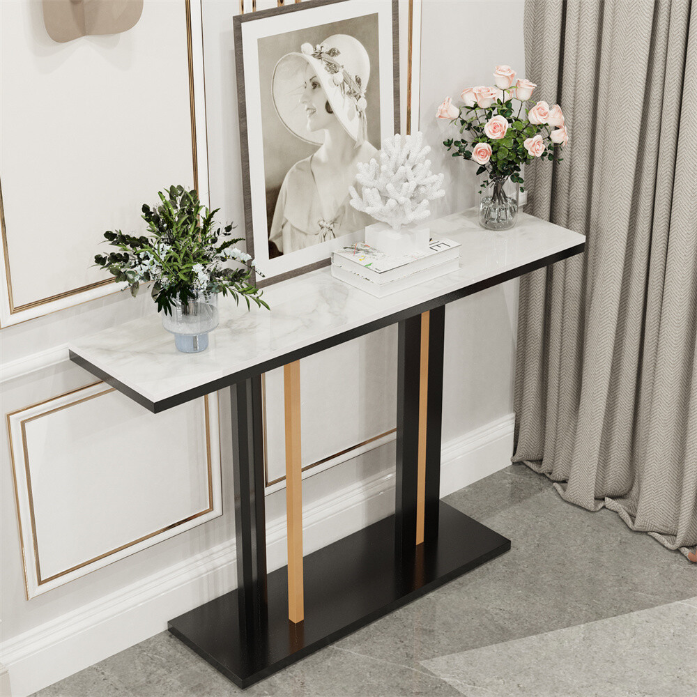 Real Marble Entryway Table Console Table Hallway Table Mini Bar Table White Blue