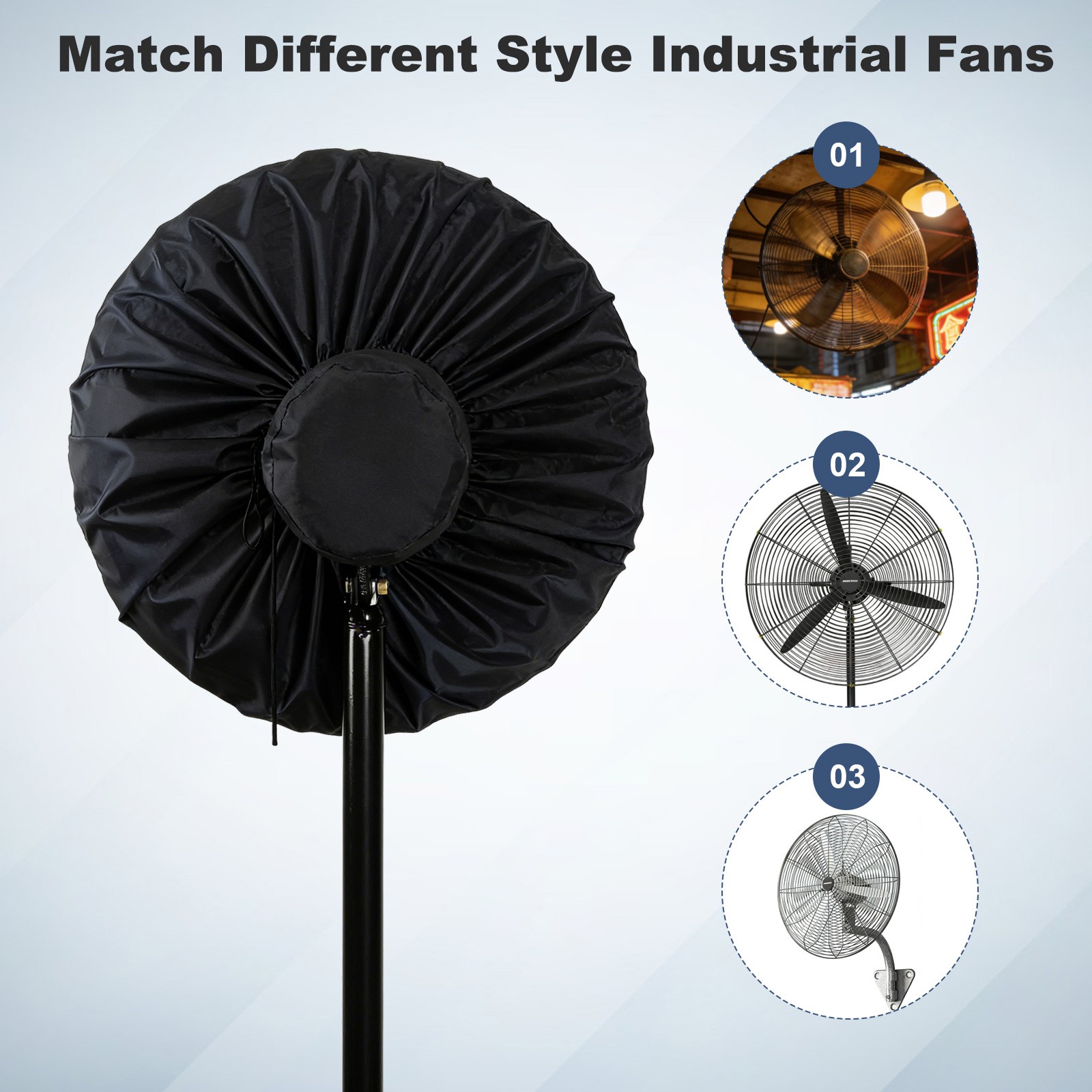 Industrial Fan Cover 75cm(30”) – High Velocity Floor Fan Protector, Gray