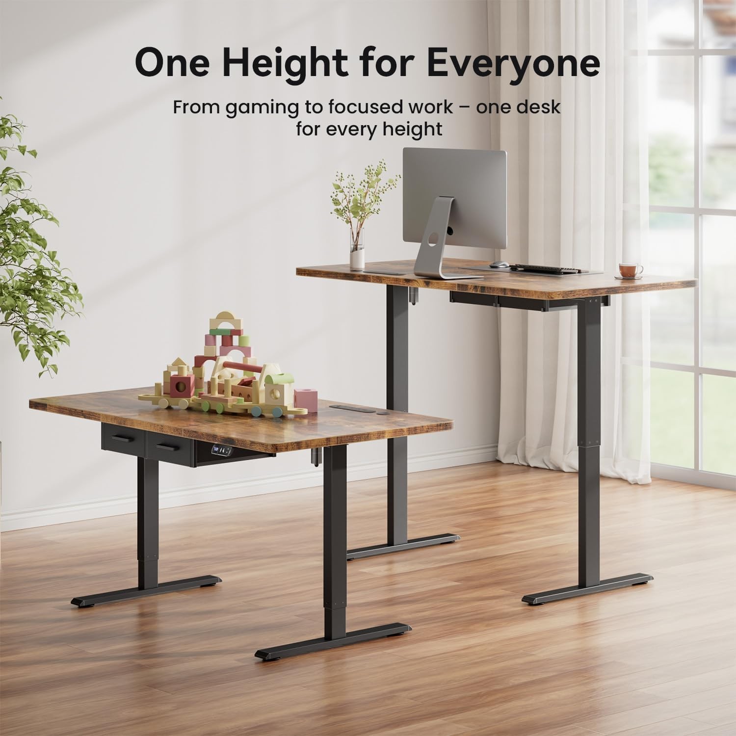 Electric Standing Desk Adjustable Height with Drawers, Home Office Computer Desk