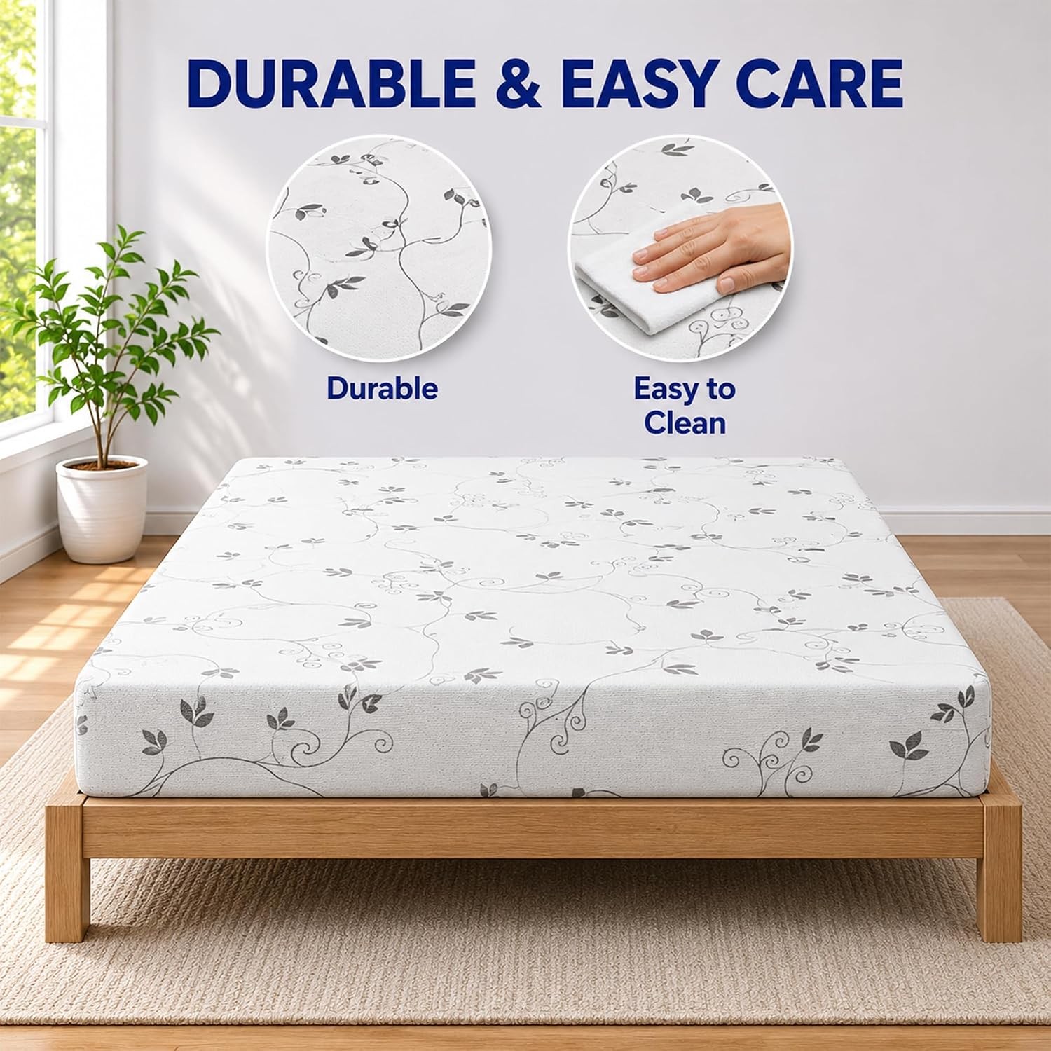 4-Inch High Density Foam RV Mattress Replacement, Medium Firm, Travel Camper