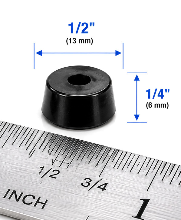 1/2” x 1/4” D X H Rubber Feet w Washer Rubber Bumpers Various package sizes