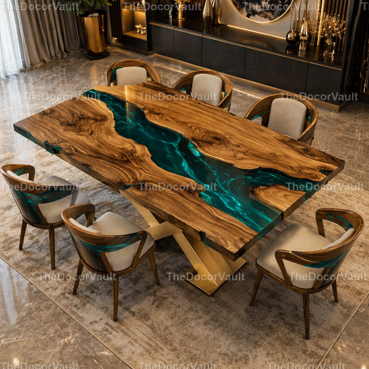 Custom Walnut Epoxy River Table Live Edge Dining Table Purple Resin table Top