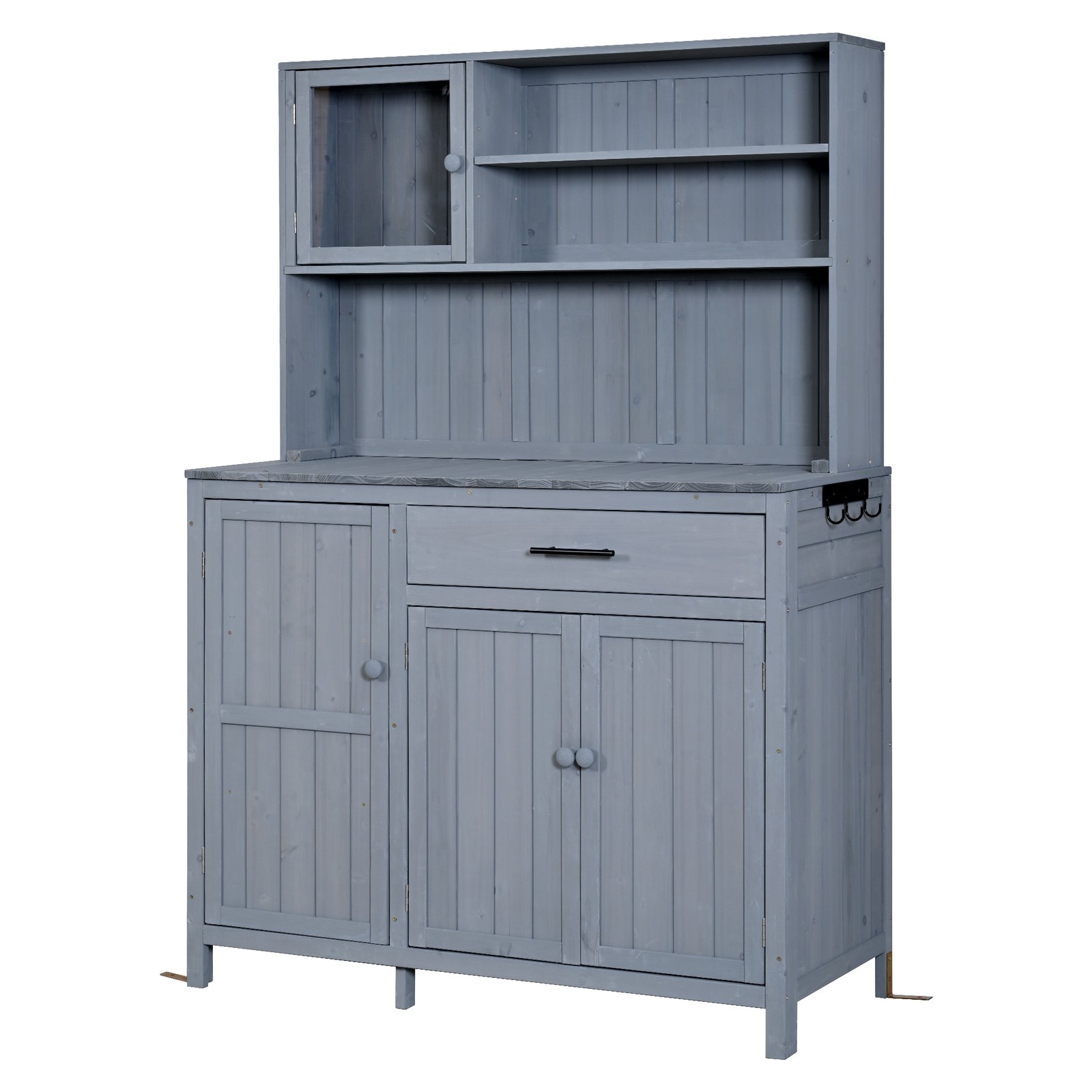 Potting Bench with Hutch 65″ Solid Fir Wood Garden Workstation Gray