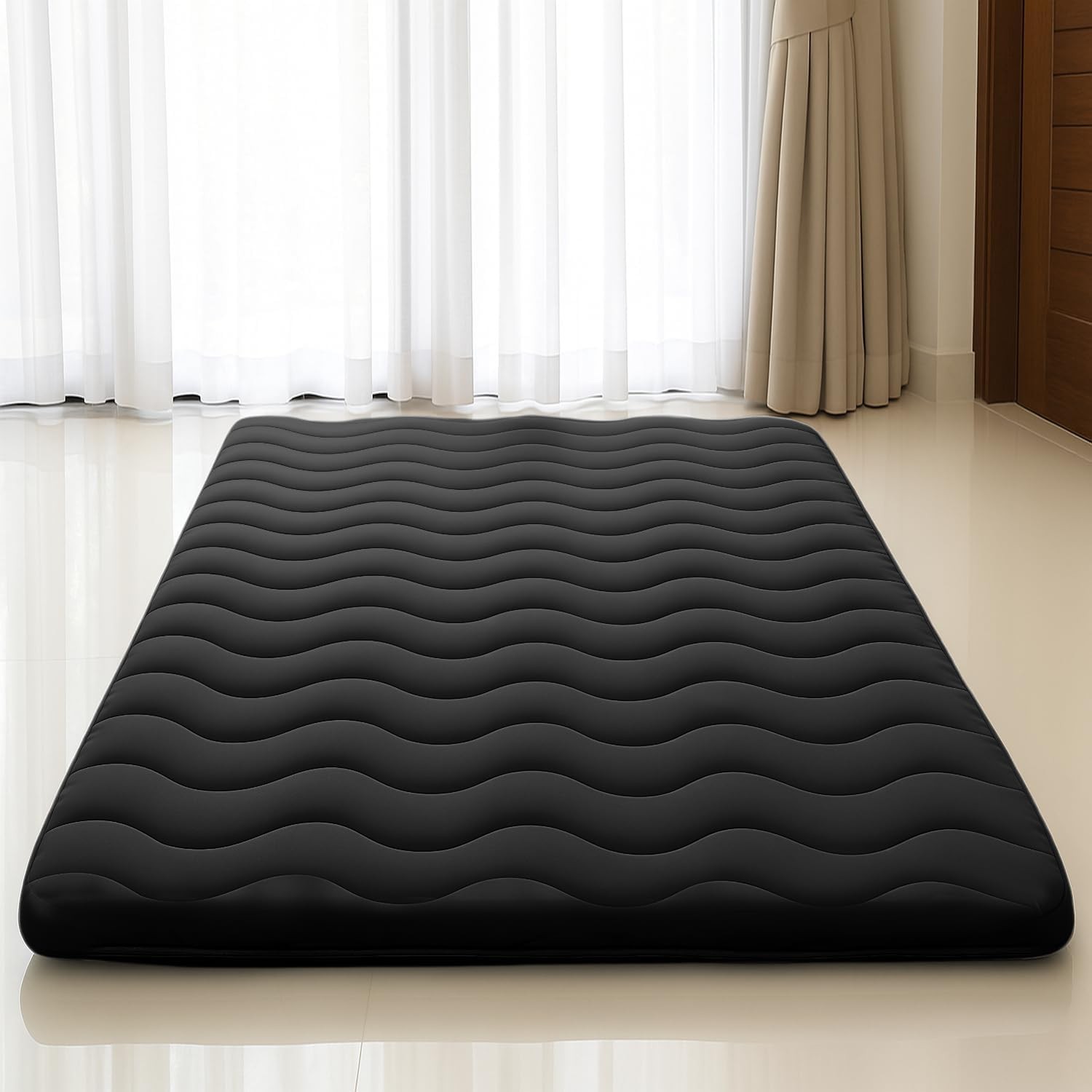 Japanese Floor Mattress, 100% High Density Comfortable Foam, 4″ Thicken Folda…