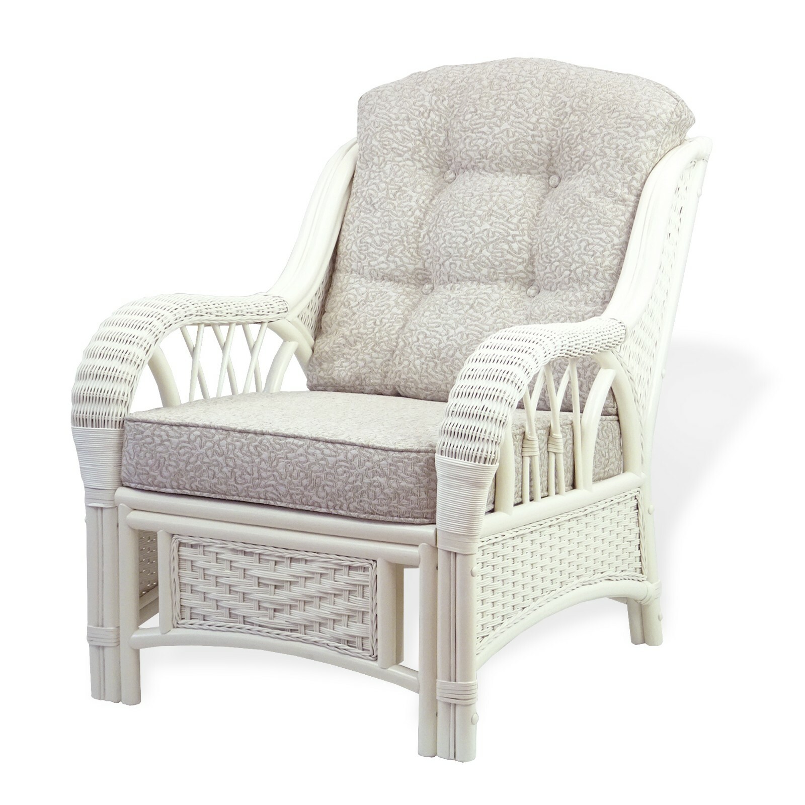 Natural Rattan Wicker Handmade Alexa Living Armchair White w/Cushion