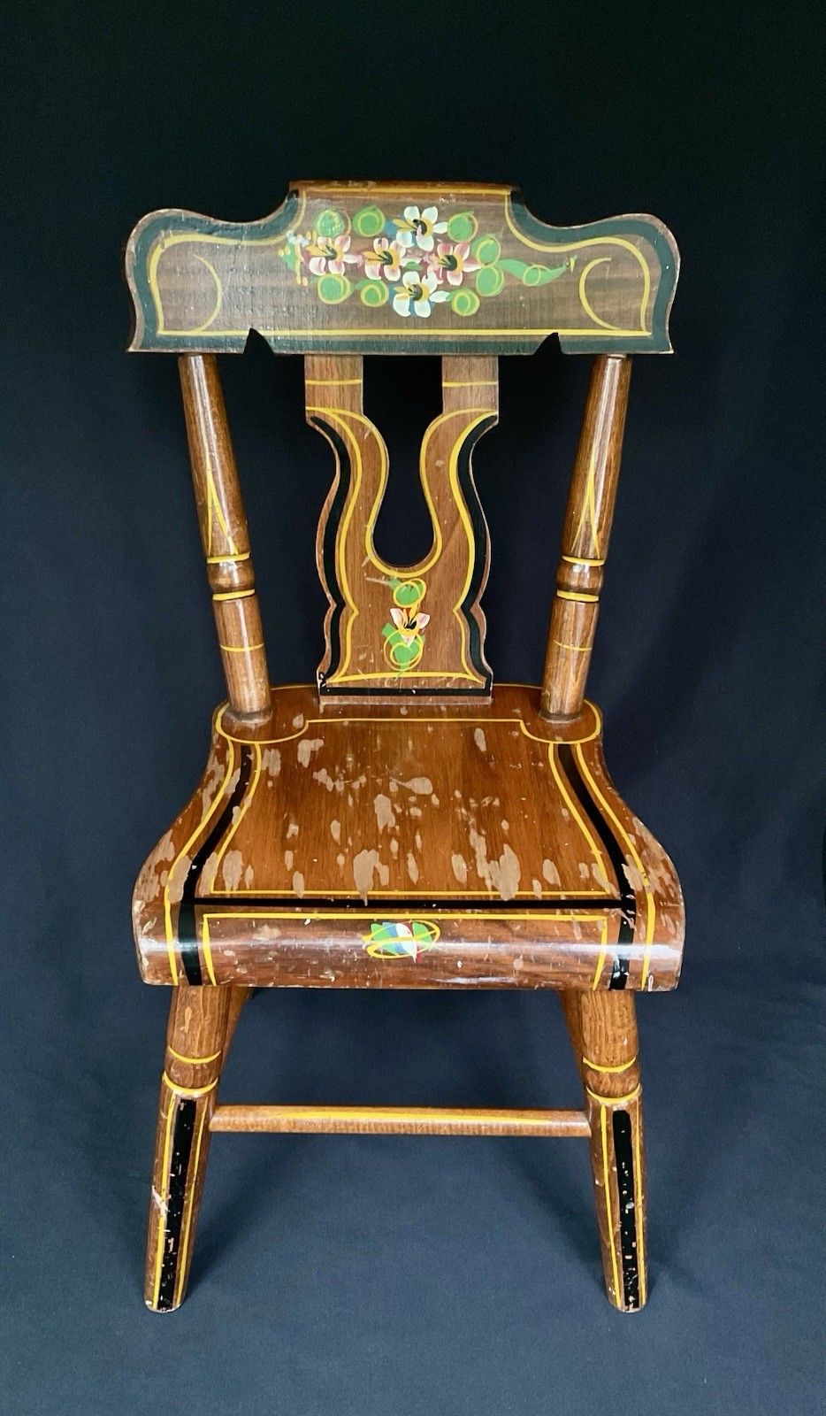 J.S. Ebersol Chair 1967 Small Hand Crafted Painted Folk Art Pennsylvania Dutch