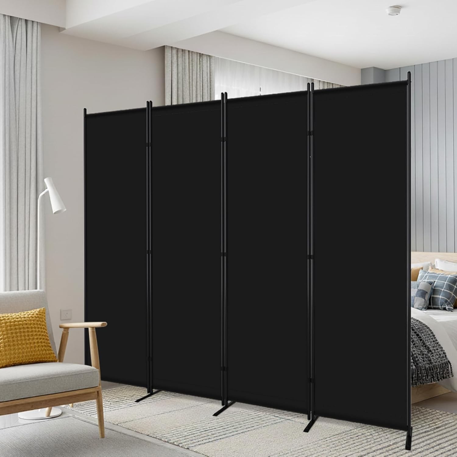 4 Panel Room Divider 6FT Home Wall Partition Screen Folding Divider Freestanding