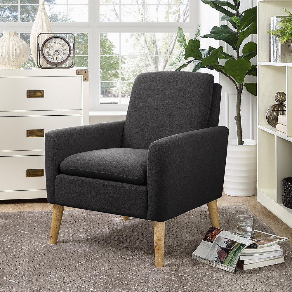 Modern Tufted Accent Arm Chair Contemporary Fabric Single Sofa Upholstered Linen