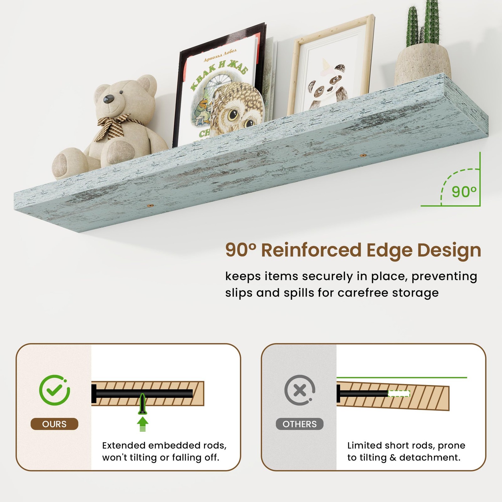 Marsmiles 48In Floating Shelves For Wall 48W X 9.25D X 1.25H 2 Pack Long Wall