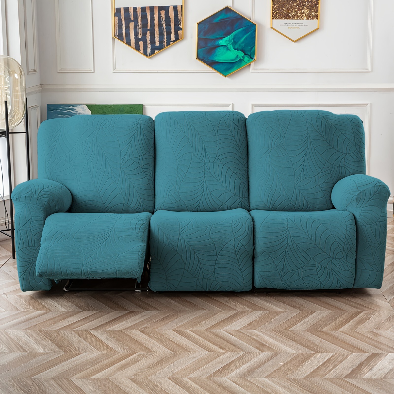Waterproof Non-Slip Leaf Jacquard Stretch Recliner Sofa Cover Protection