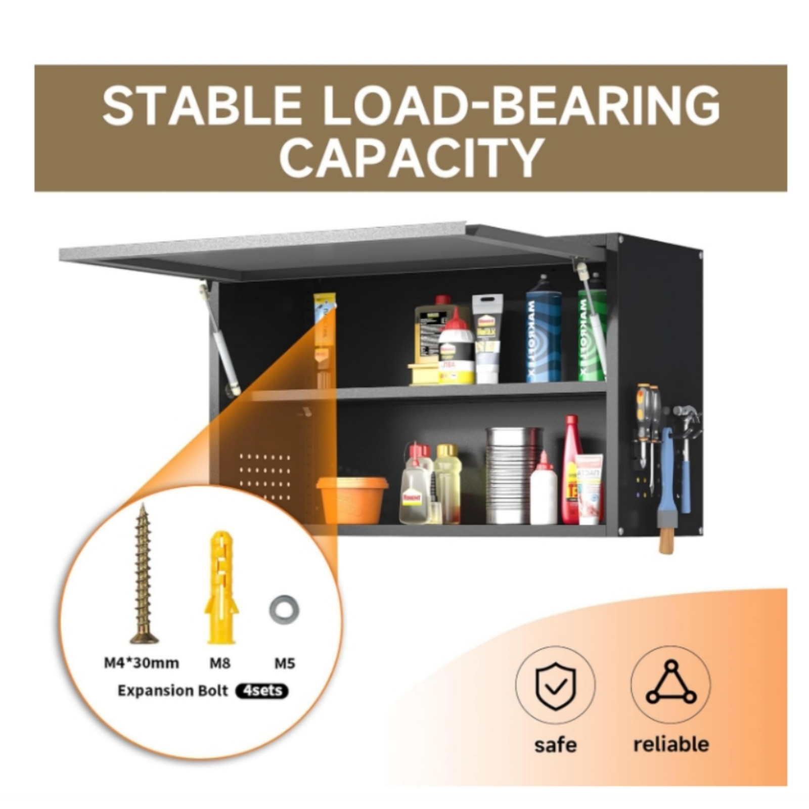 Metal Garage Wall Cabinet Adjustable Shelf Kitchen Wall Tool Box Storage Cabinet