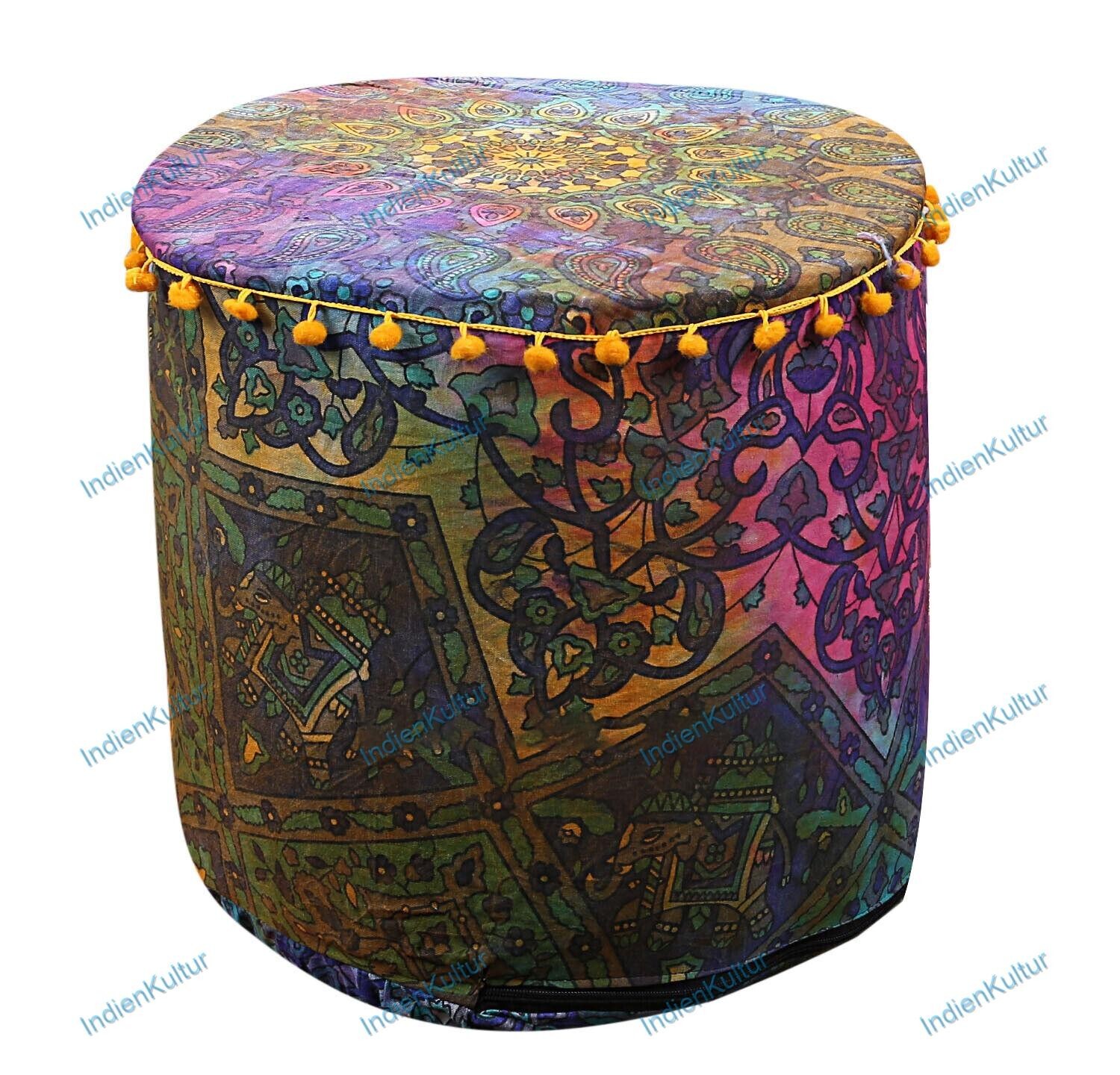 Embroidered Vintage Mandala Ottoman Pouf Comfortable Cotton Footstool Decor