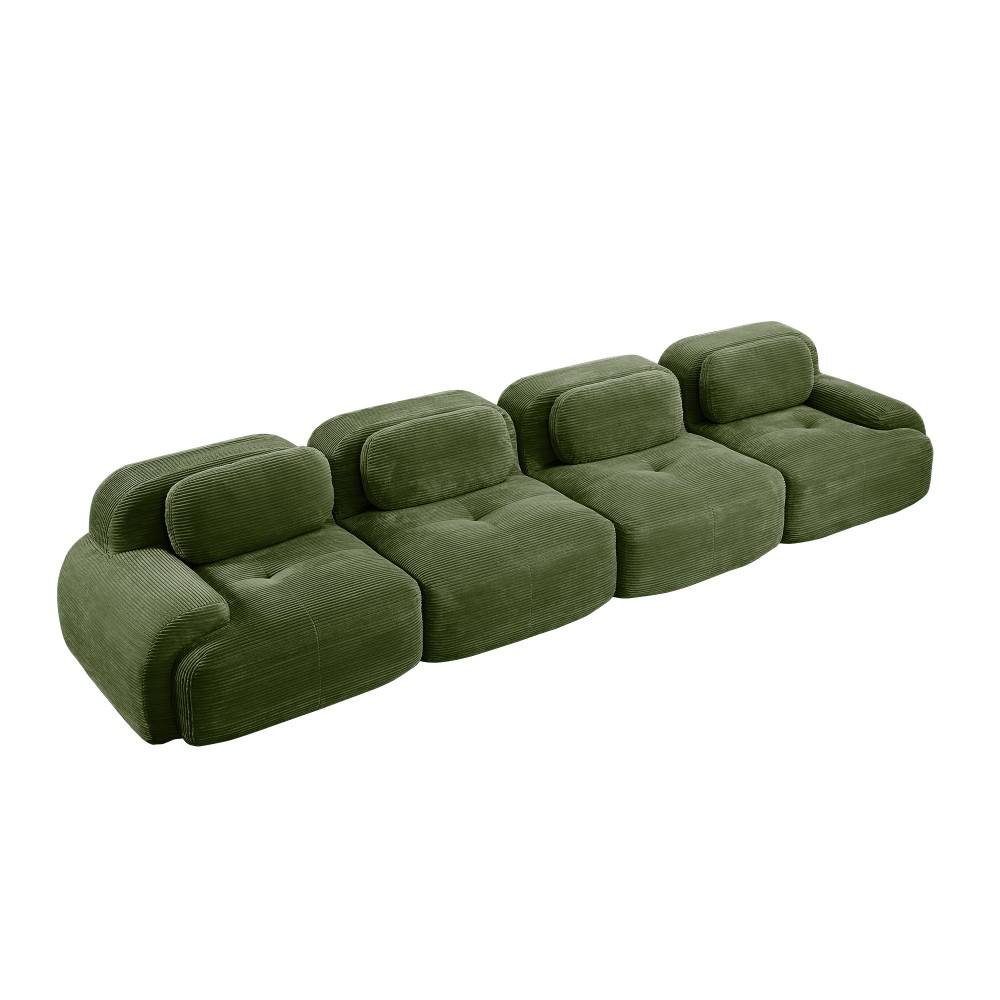 4-Seat Modular Sectional Sofa w/Soft Corduroy Fabric, Non-Slip Base, No Assembly